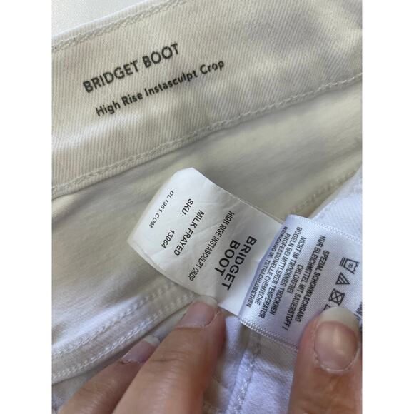 DL1961 Jeans‎ Womens 28 White Bridget Bootcut High Rise Instasculpt Crop Ripped - Picture 7 of 11